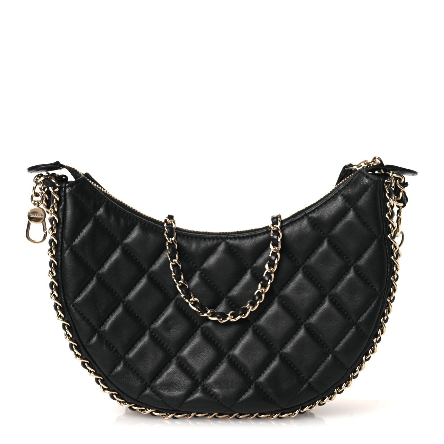 Chanel Lambskin Quilted Small Hobo Bag Black