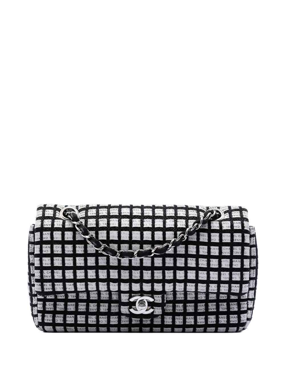 2014 Medium Classic Ribbon and Tweed Logo Double Flap shoulder bag