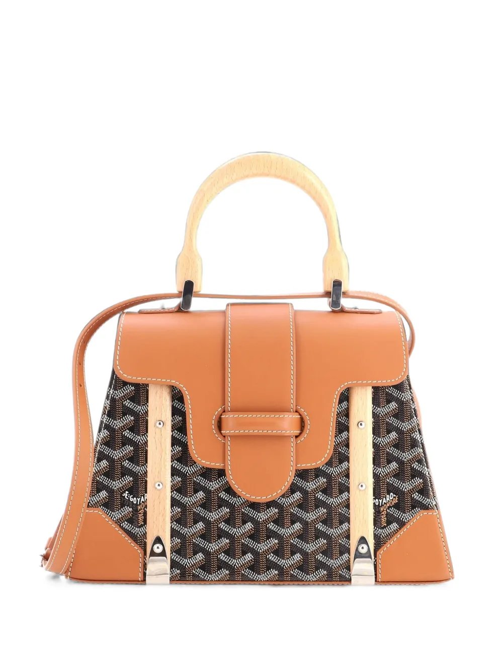 Goyard Saigon Top Handle Bag Coated Canvas with Leather PM satchel