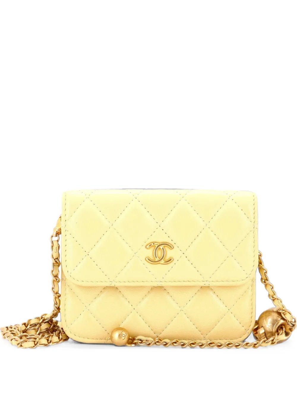 Pearl Crush Flap Clutch with Chain Quilted Lambskin Mini crossbody bag