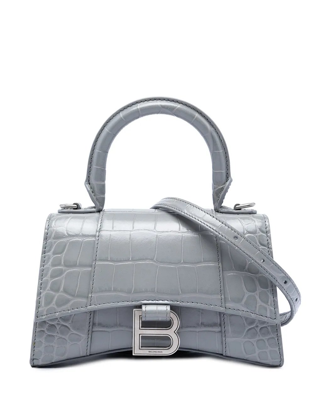 2022 Croc Embossed Calfskin Hourglass Top Handle Bag XS satchel