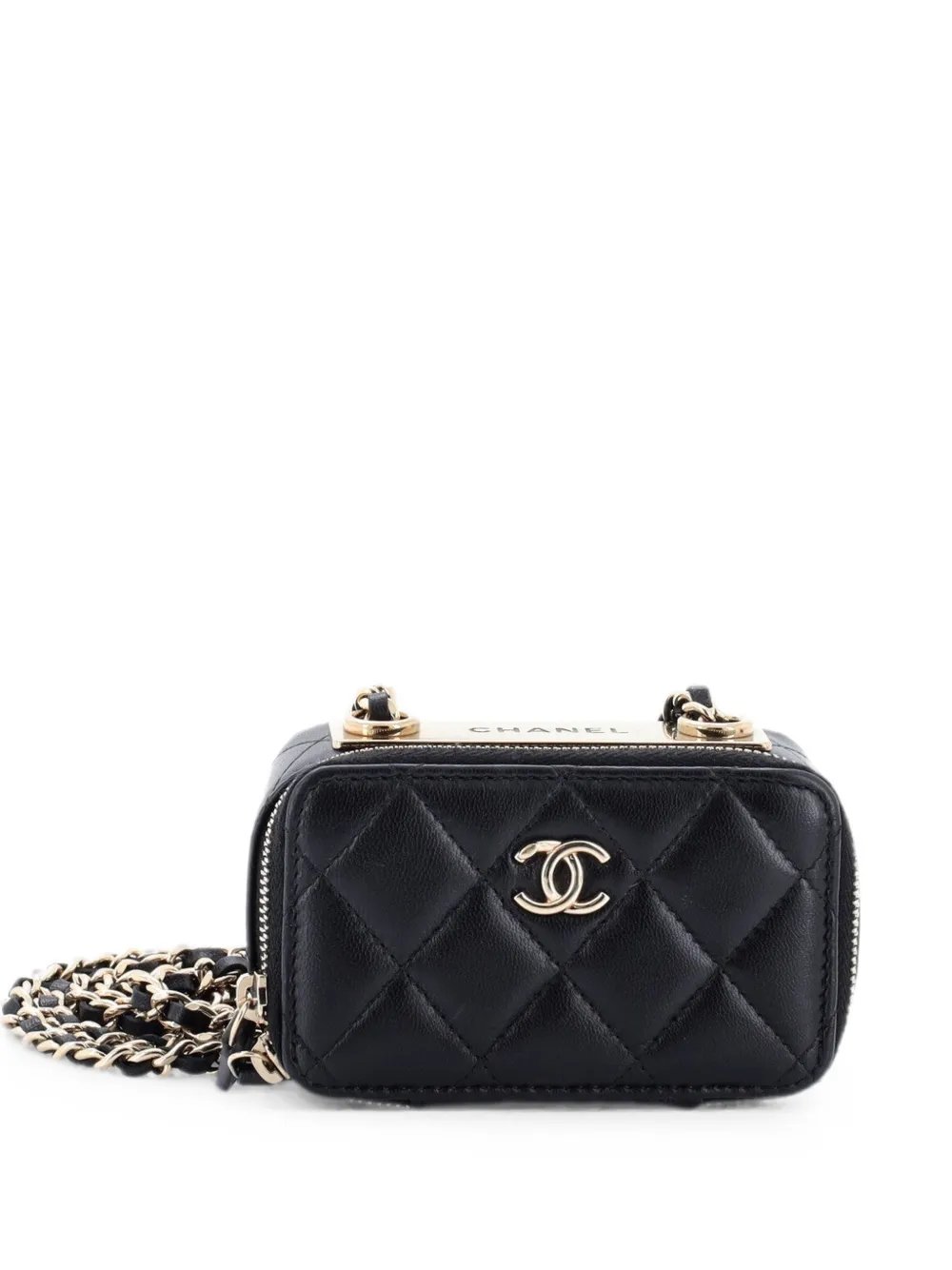 Trendy CC Zip Card Holder on Chain Quilted Lambskin crossbody bag