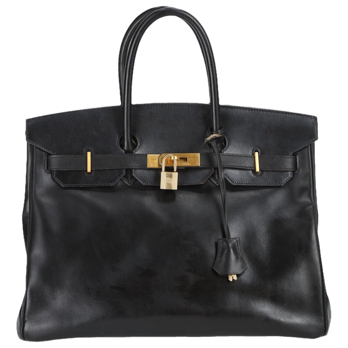 Hermes Black Box Calf Leather Handbag 2003