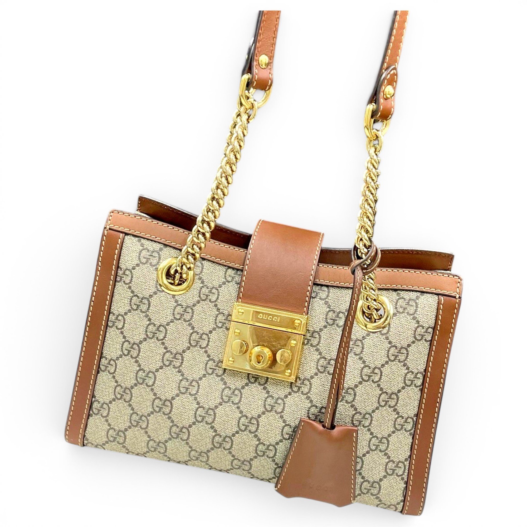 Padlock leather handbag