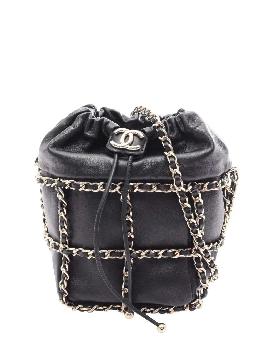 2020 CC Lambskin Drawstring Chain bucket bag
