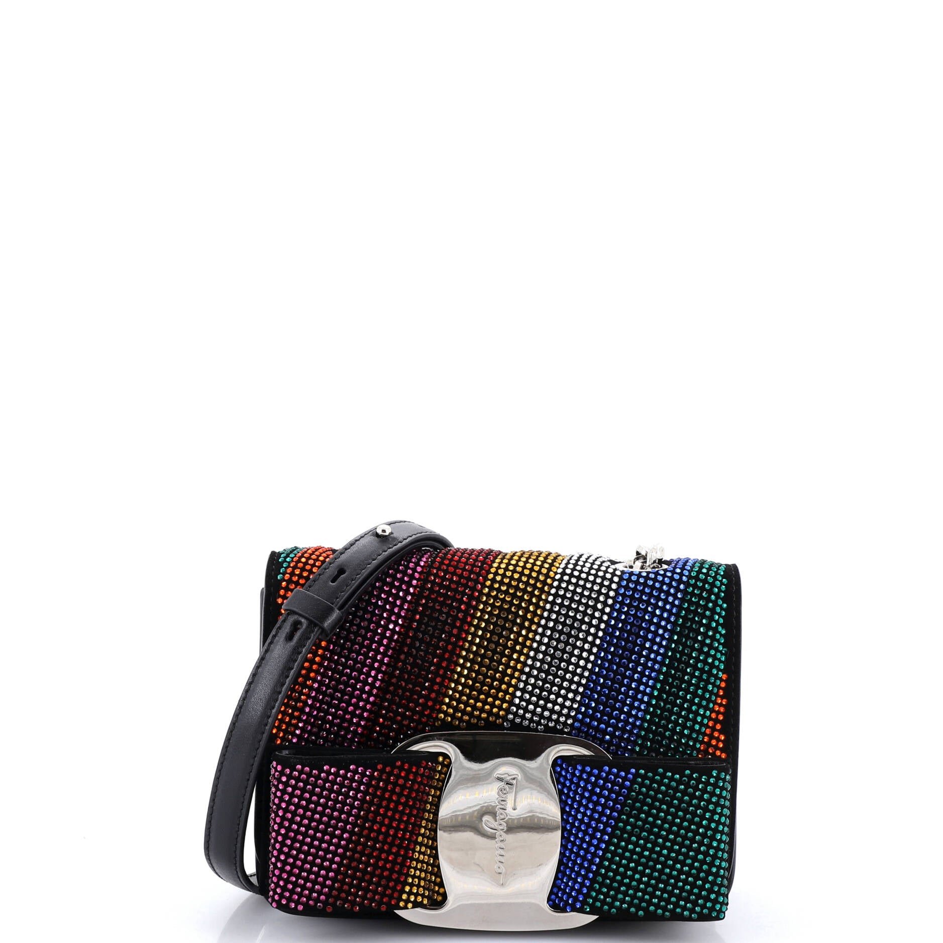 Miss Vara Bow Crossbody Bag Crystal Embellished Leather Mini