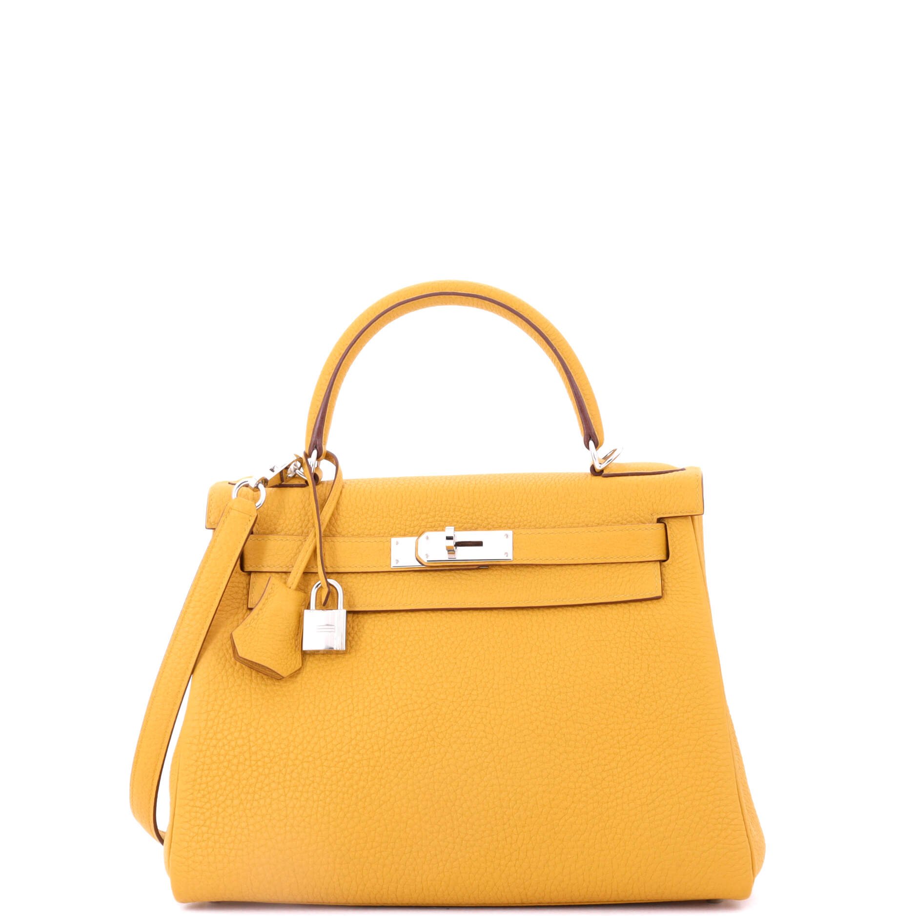 Hermes Kelly Handbag Jaune Ambre Togo with Palladium Hardware 28