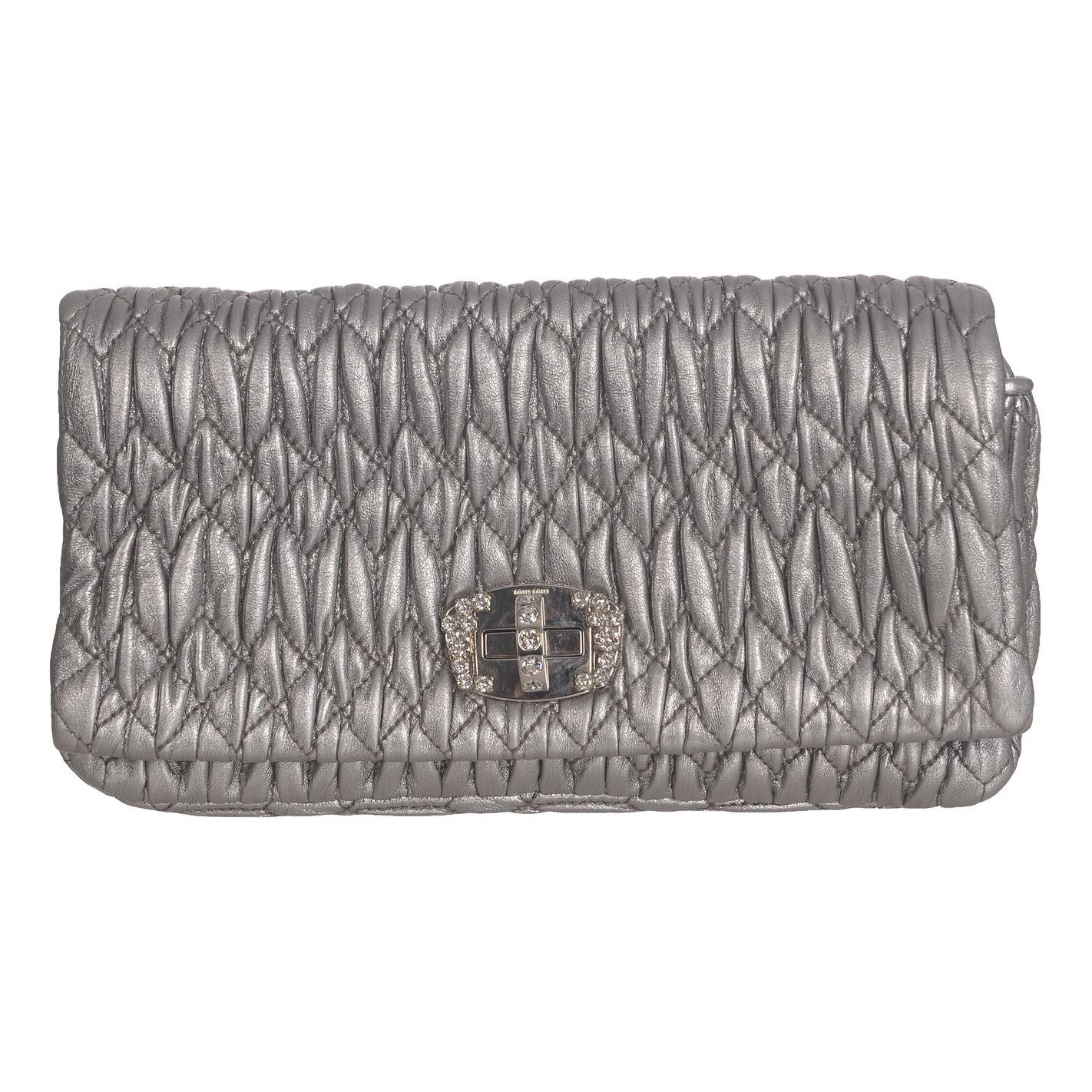 Miu Crystal leather handbag