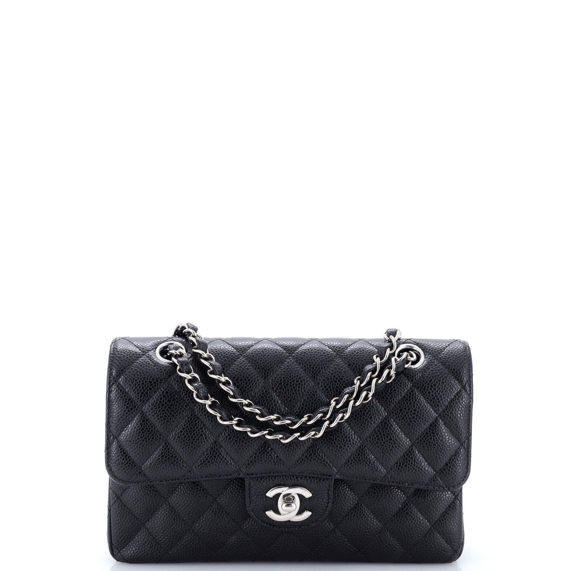 Classic Double Flap Bag Quilted Caviar Small