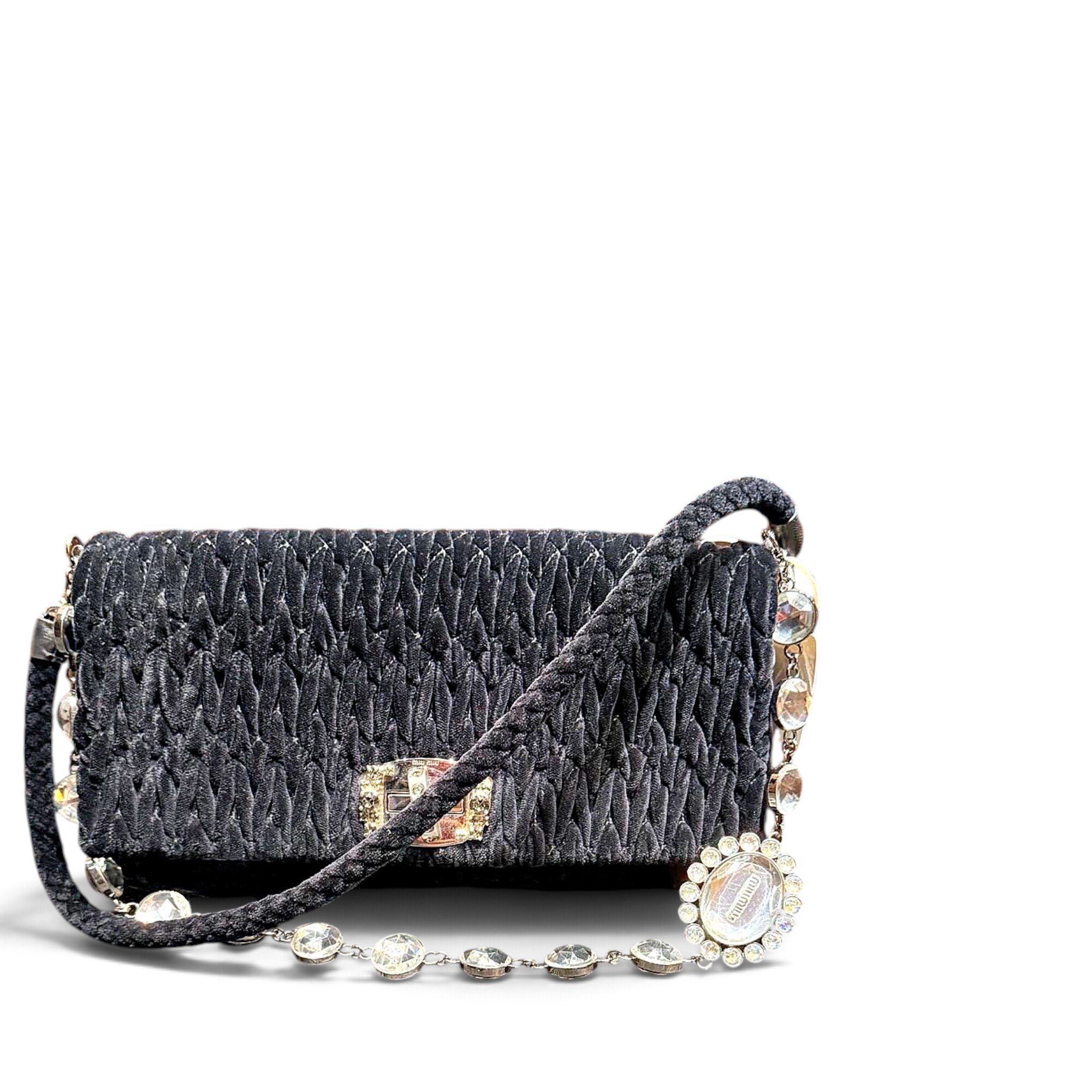 Miu Crystal velvet handbag