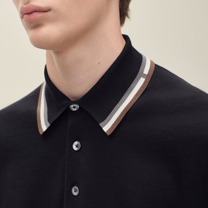 Noir "Rayures & Twist" Polo Shirt