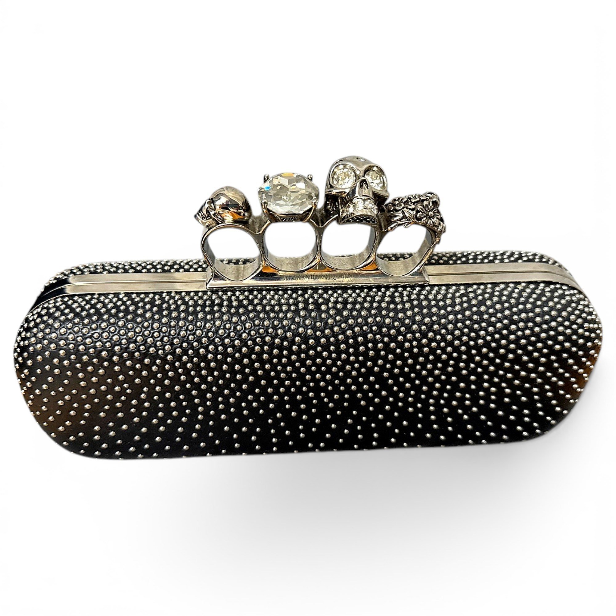 Skull leather clutch bag