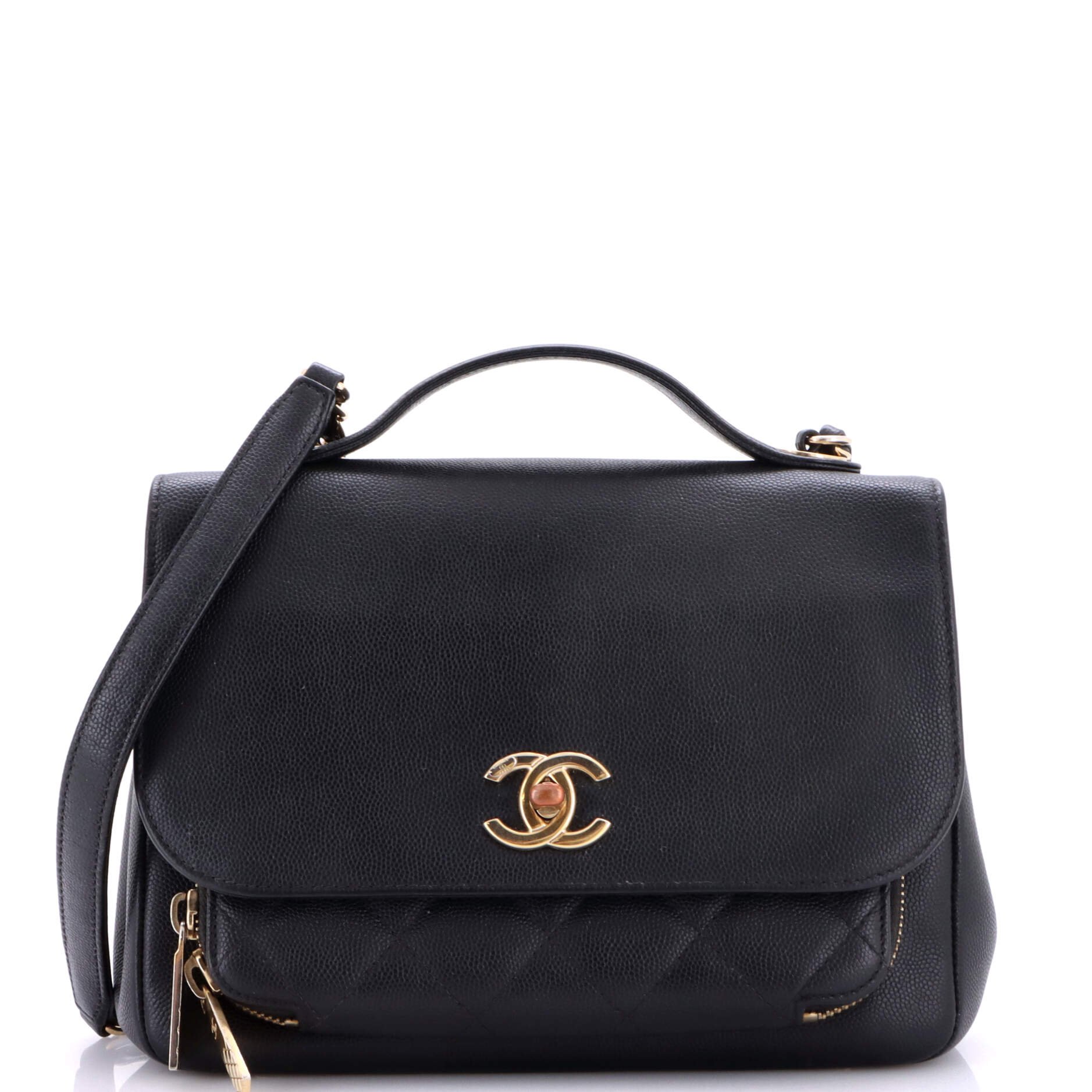 Business Affinity Flap Bag Quilted Caviar Small