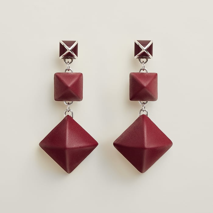 Rouge H Medor Gaine Earrings, Large Model