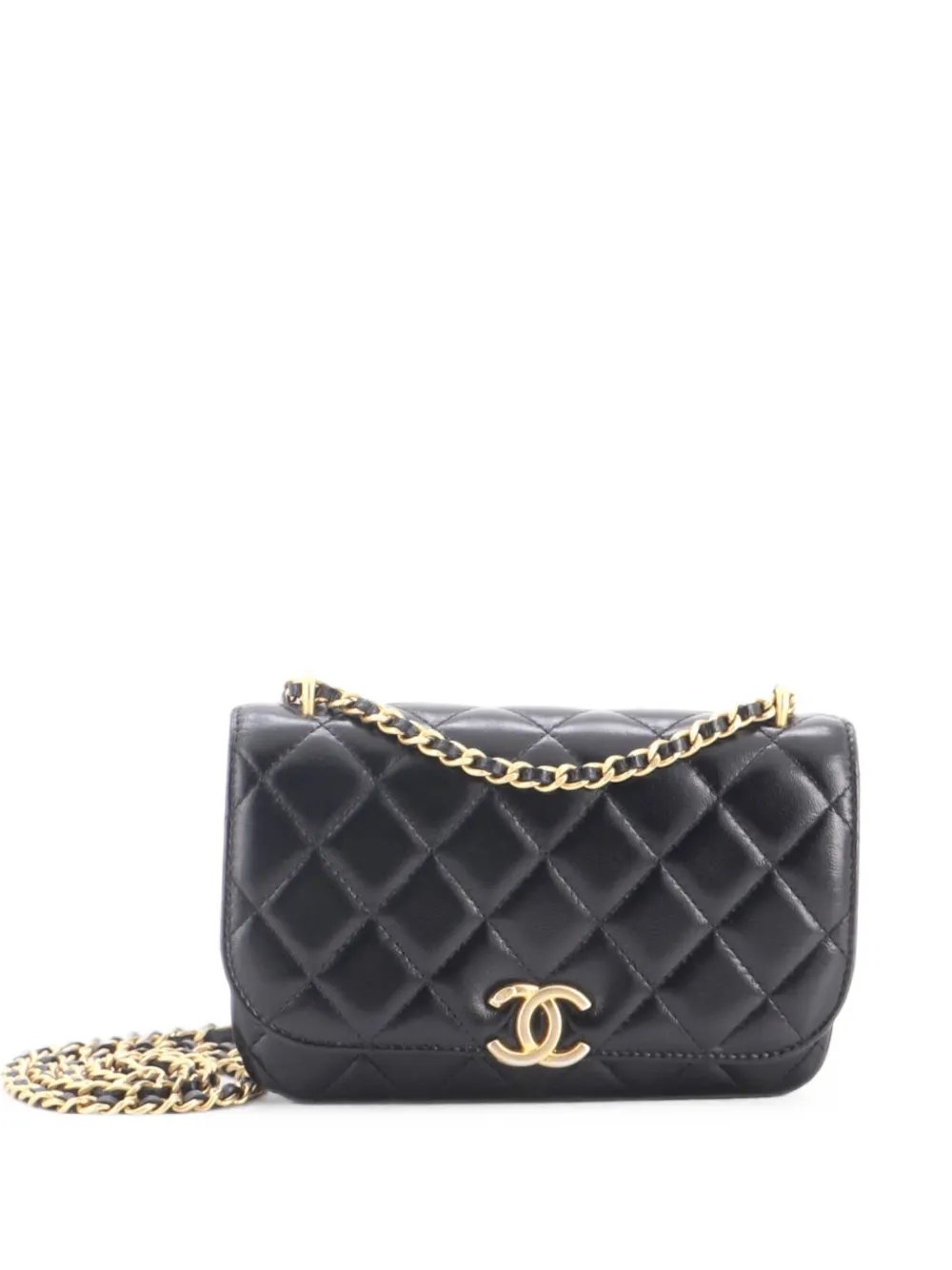 Flap Phone Holder with Chain Quilted Lambskin crossbody bag