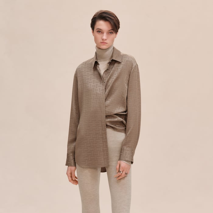 "Mosaique" Ascot Collar Shirt