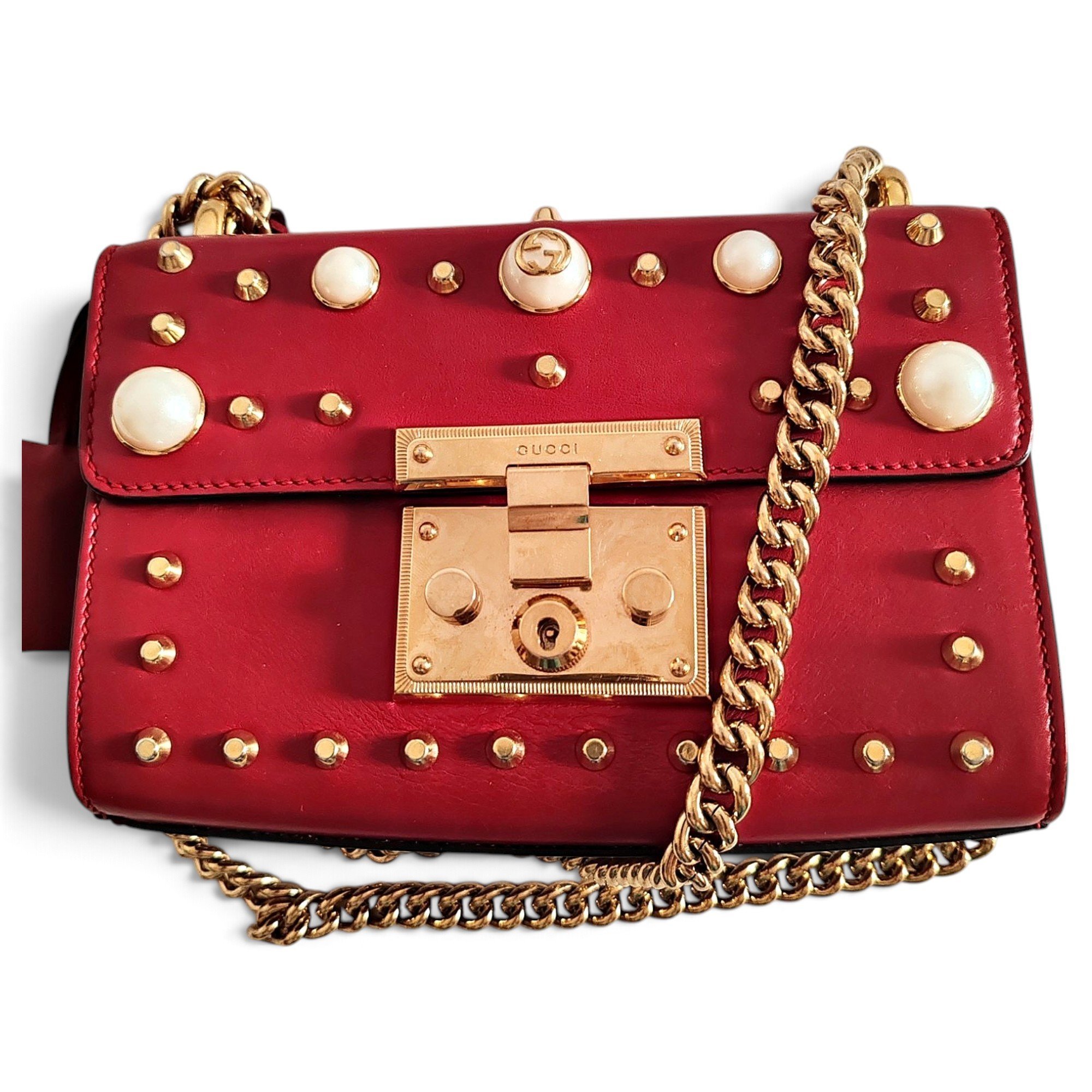 Padlock leather handbag