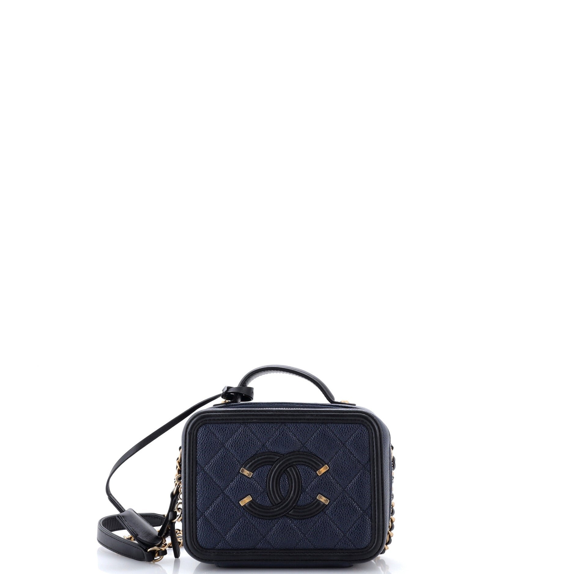 Filigree Vanity Case Quilted Caviar Small