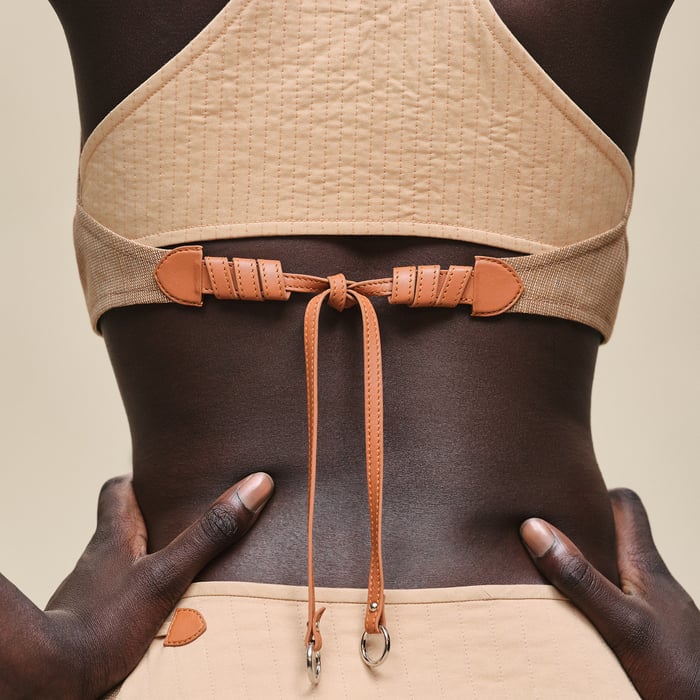 Marron Pain d'Épice Wool Canvas Bra