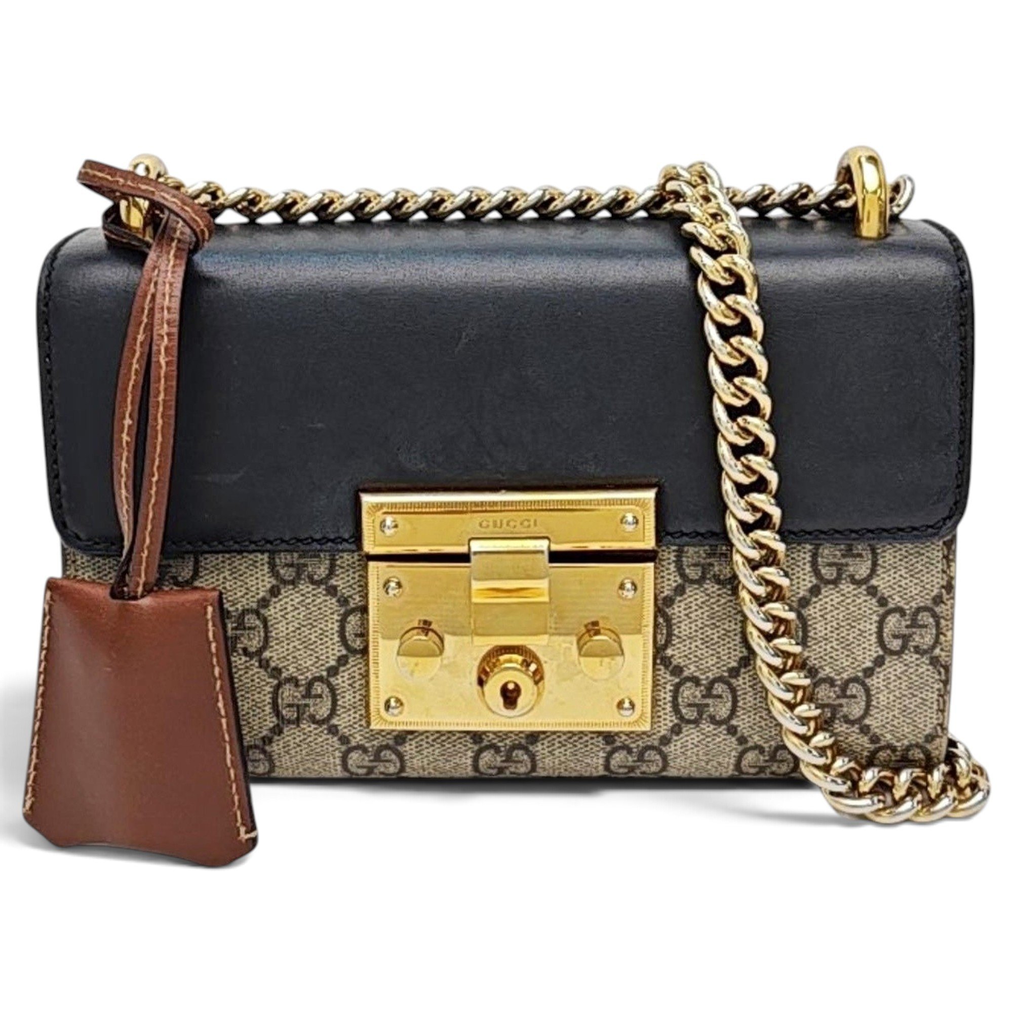 Padlock leather handbag