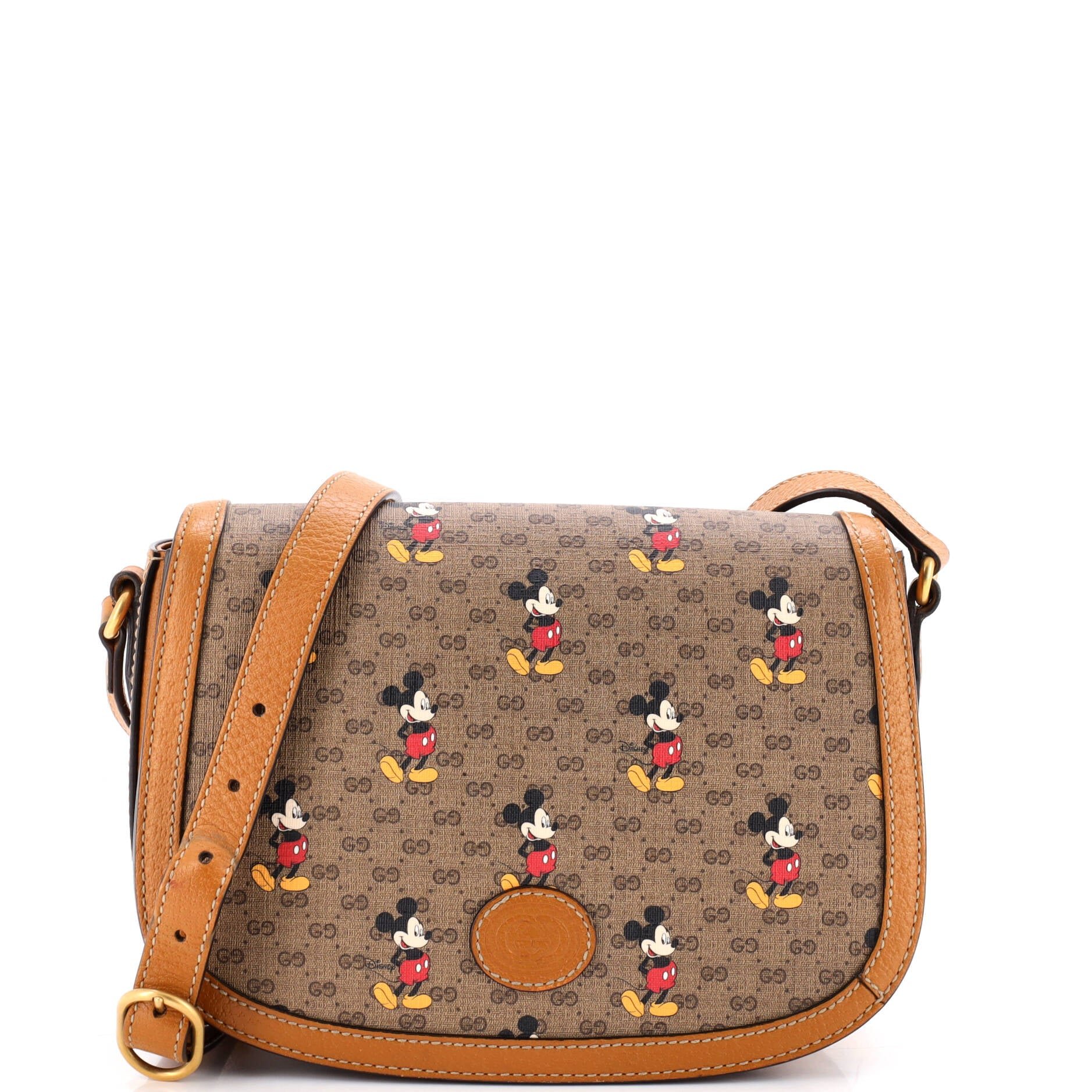 Disney Mickey Mouse Flap Shoulder Bag Printed Mini GG Coated Canvas Small