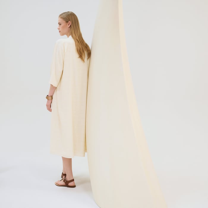Blanc Cassé "Crepe Envers Satin" Long-sleeve Twillaine Caftan Cardigan