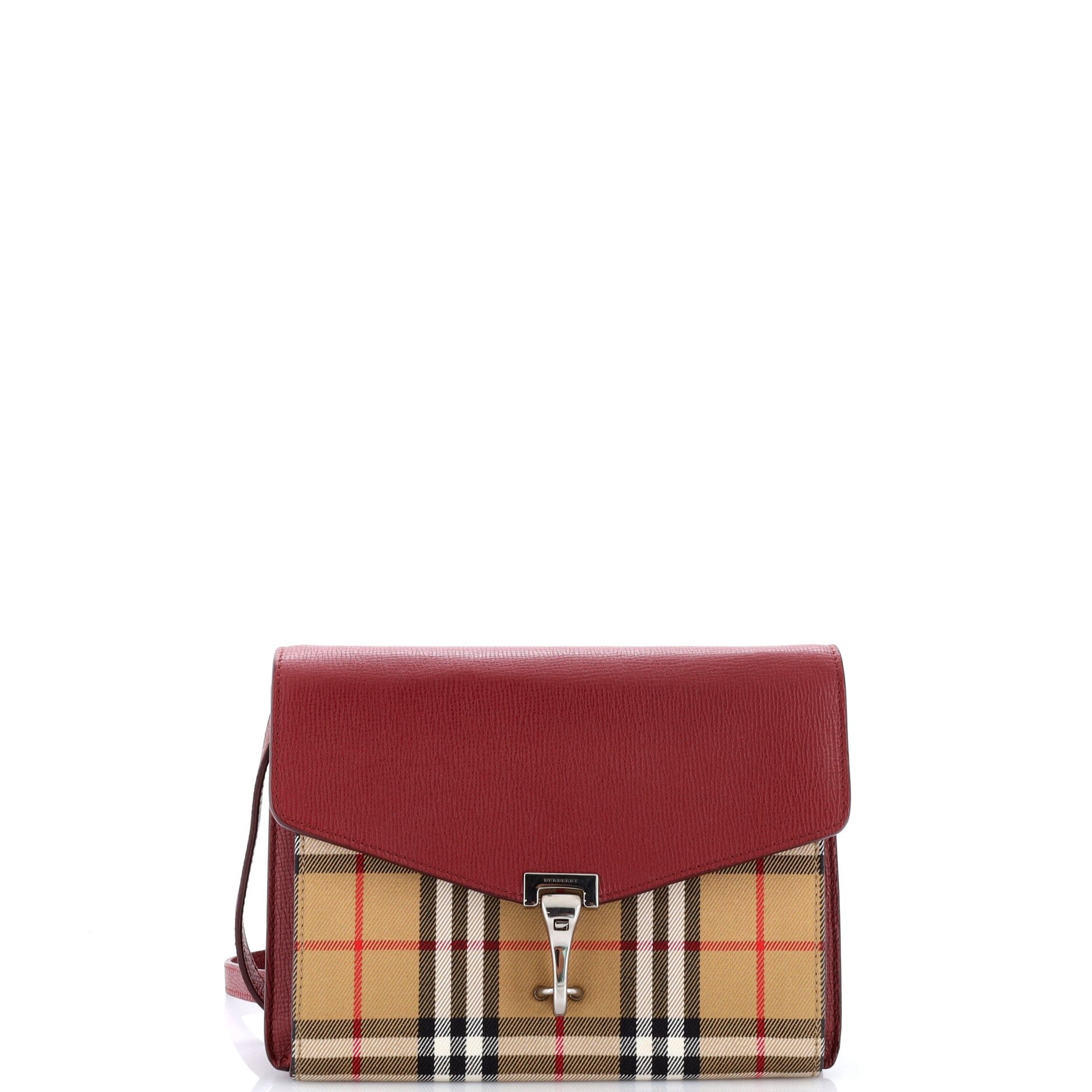 Macken Crossbody Bag Leather and Vintage Check Canvas Small