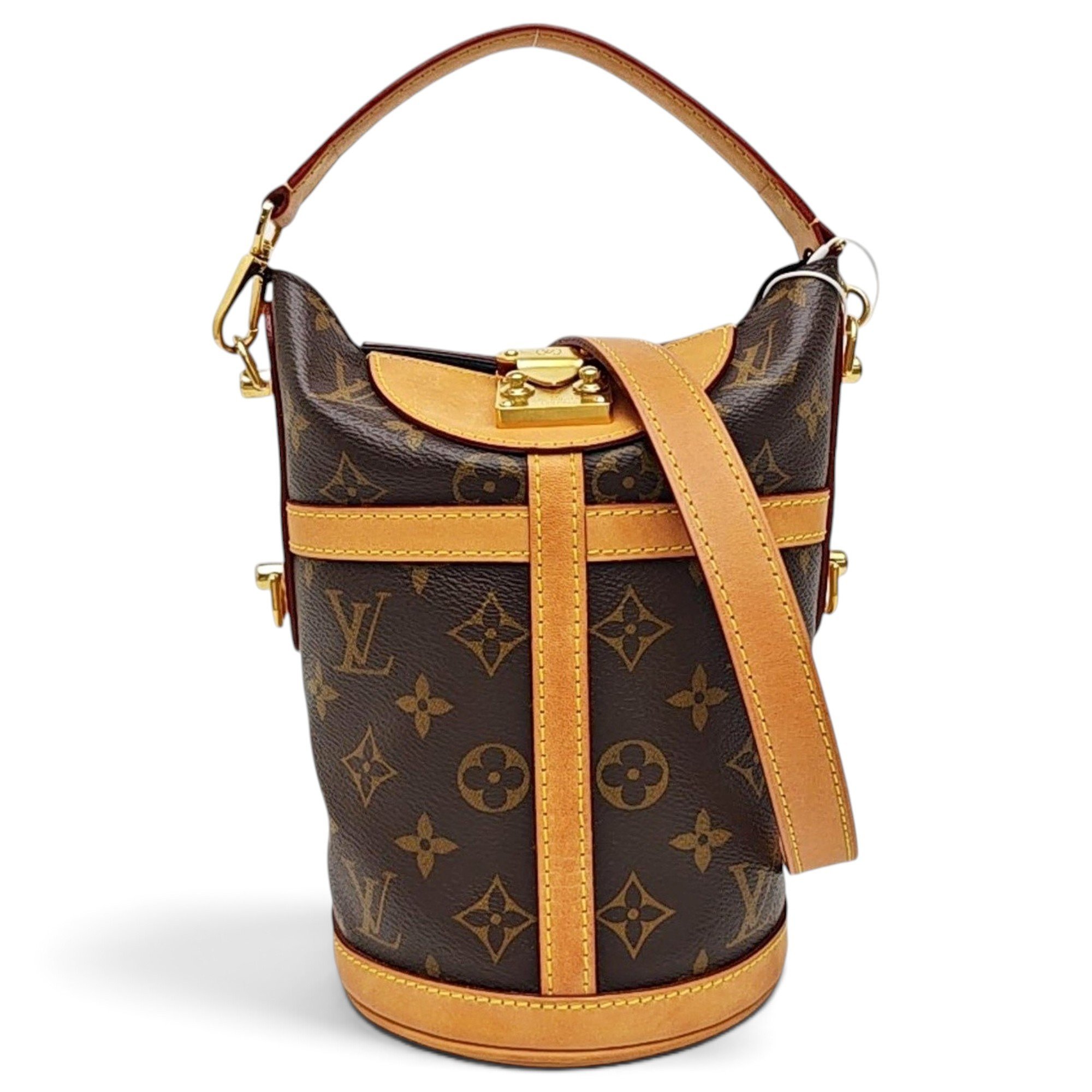 Duffle leather handbag