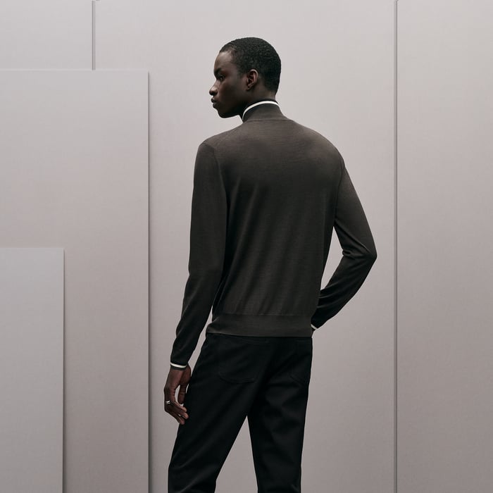 Kaki "Rayures & Twist" Zipped Jacket