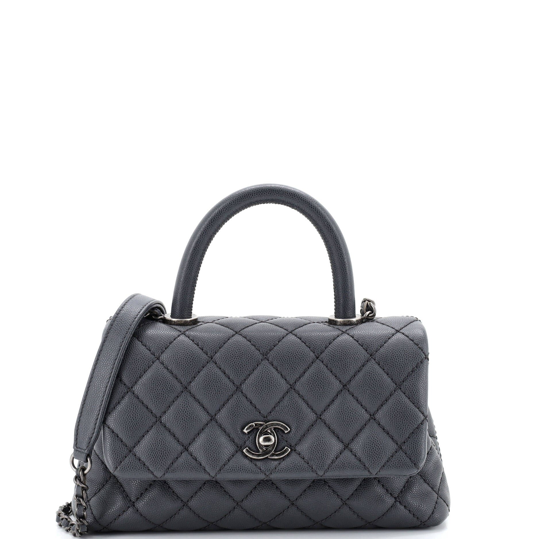 Coco Top Handle Bag Quilted Caviar Mini