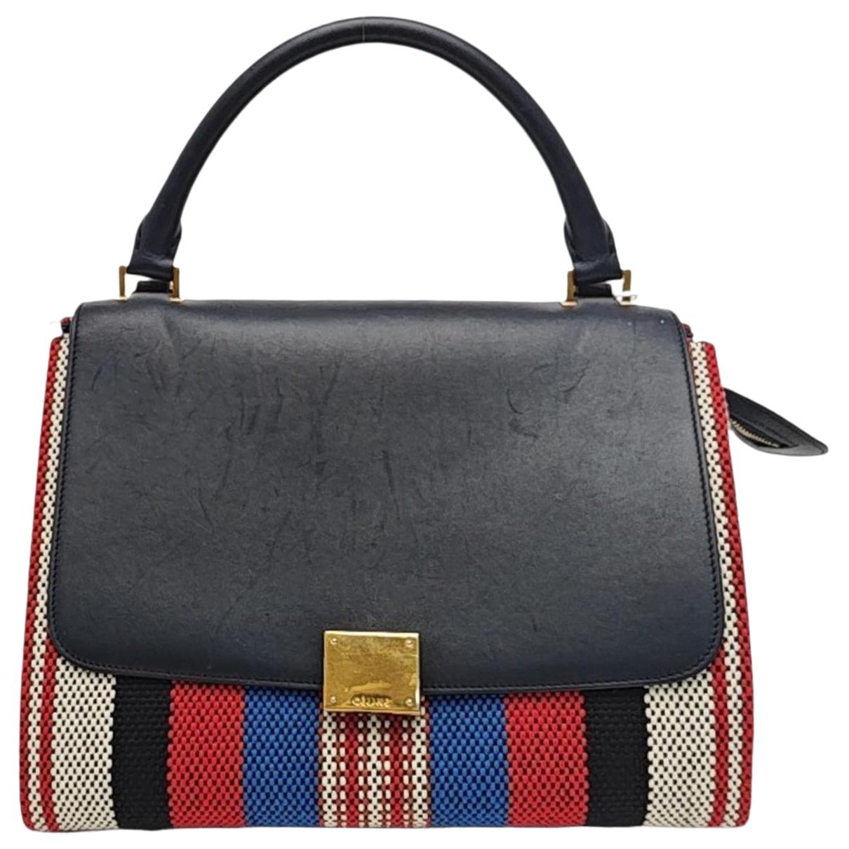 Trapèze leather handbag