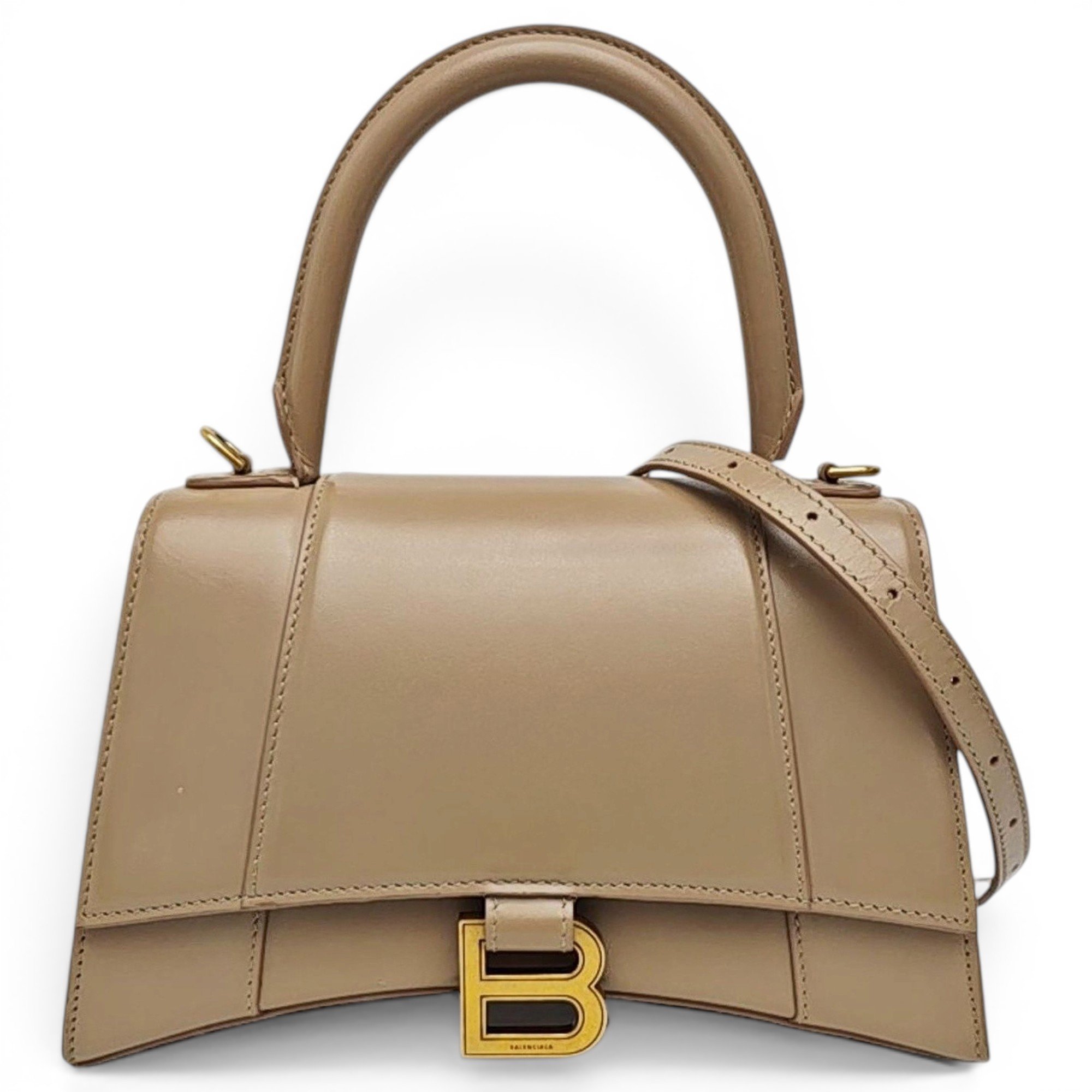 Hourglass leather handbag