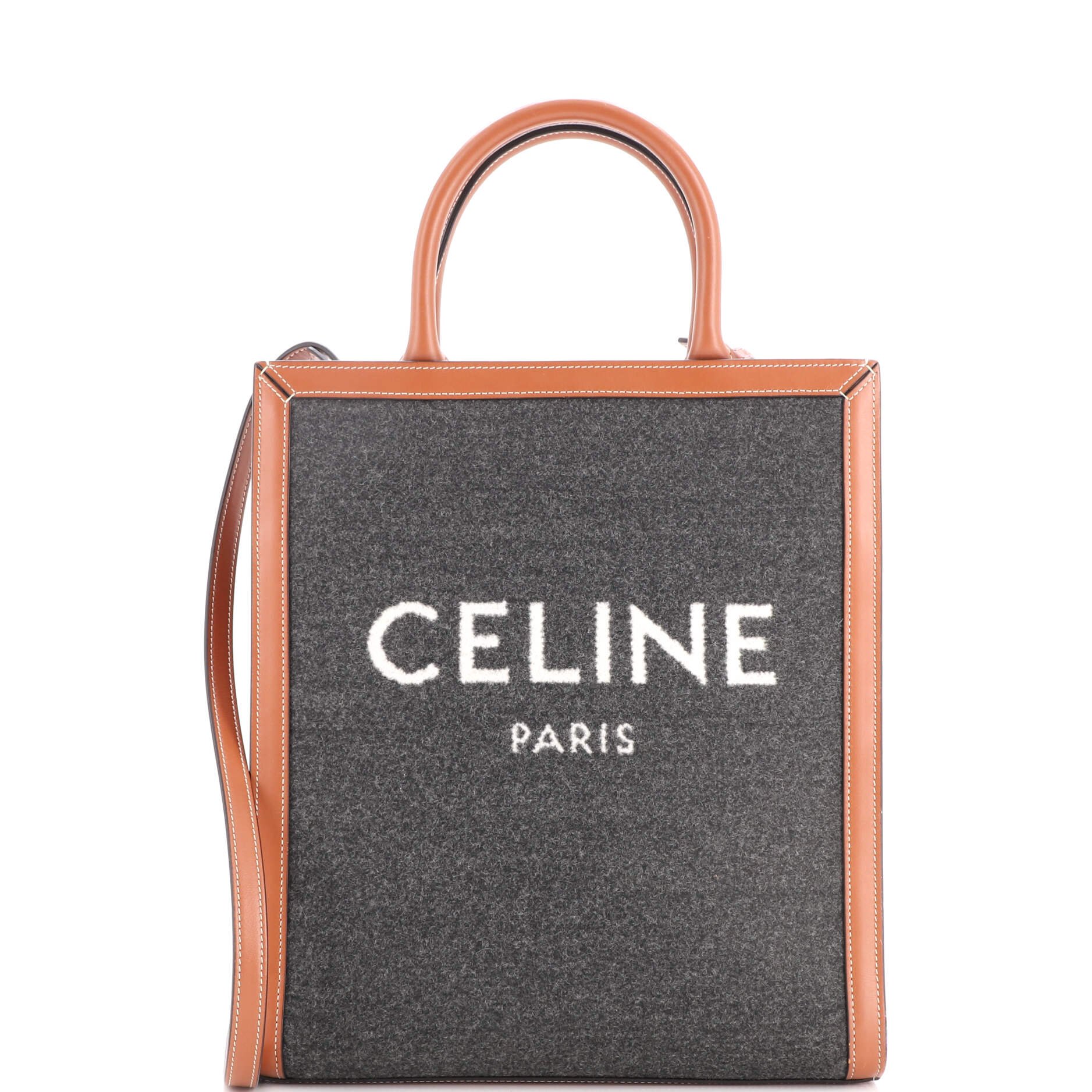 Vertical Cabas Tote Felt with Leather Small