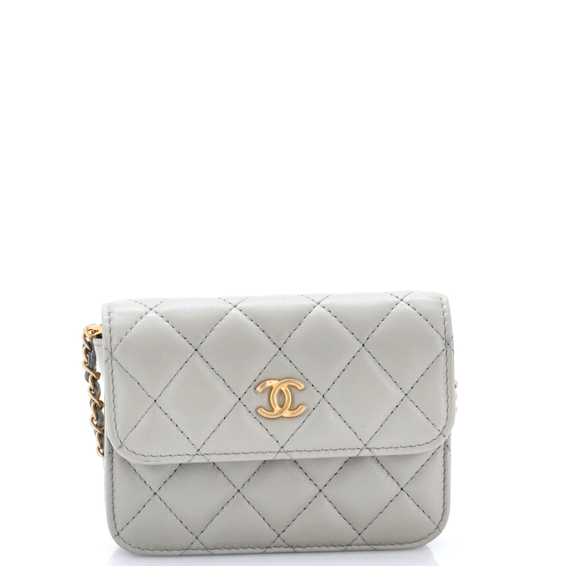 Pearl Crush Flap Clutch with Chain Quilted Lambskin Mini