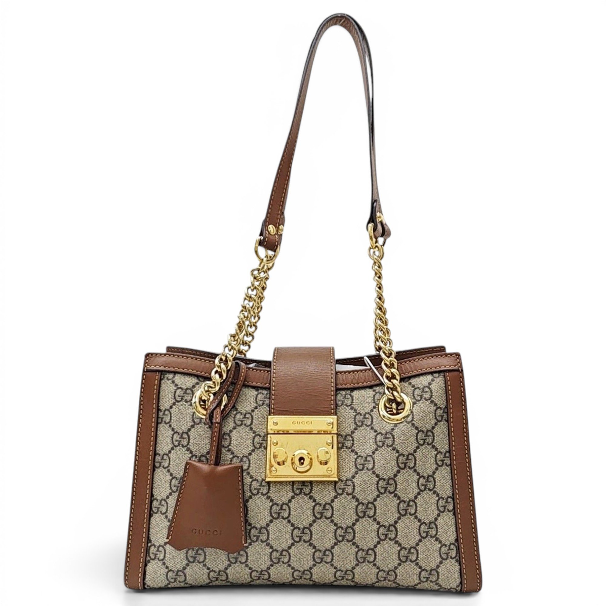 Padlock leather handbag