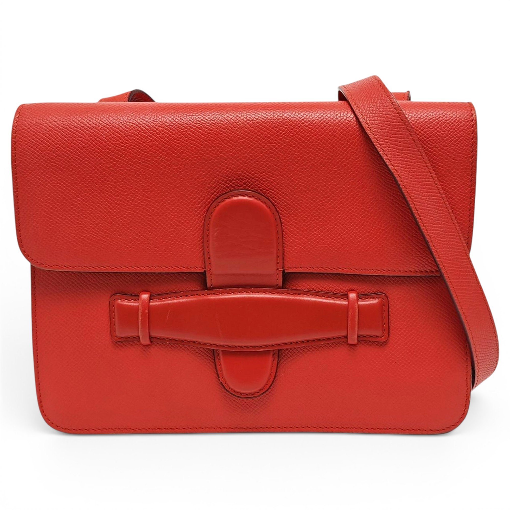 Symmetrical leather handbag