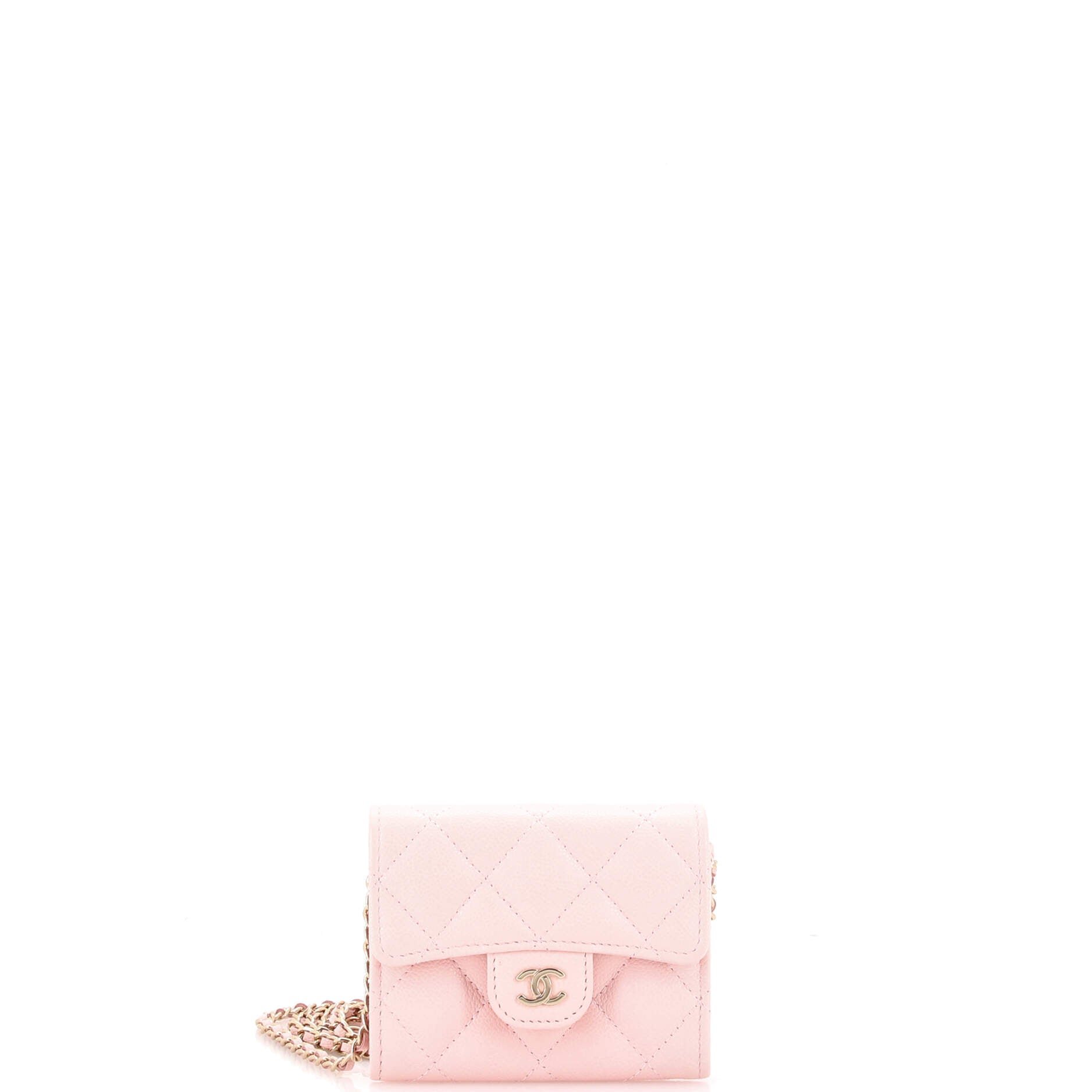 Chanel Classic Flap Card Holder on Chain Quilted Caviar Mini