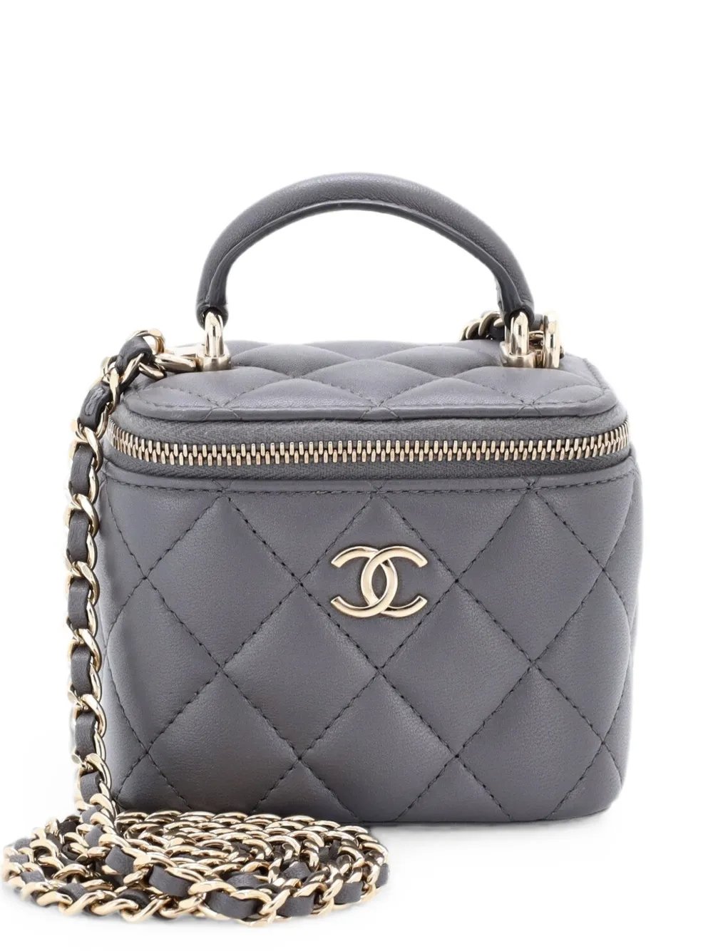 Classic Top Handle Vanity Case with Chain Quilted Lambskin Mini crossbody bag