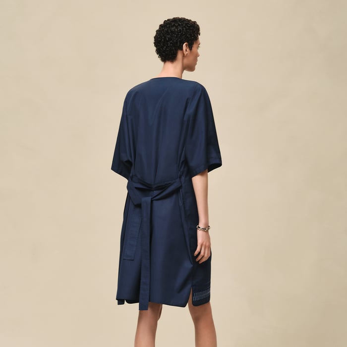 Bleu Outremer Embroidered Beach Caftan