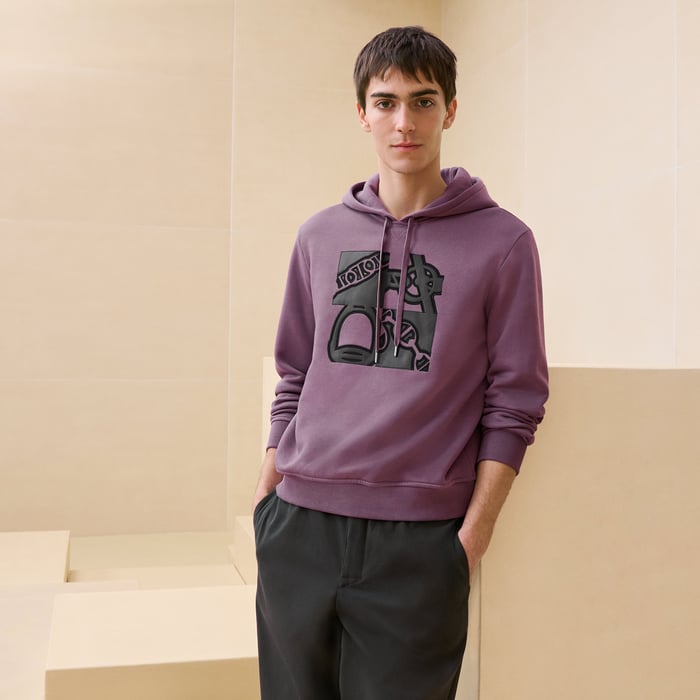 Bruyère "Metallerie Au Carre" Hooded Sweater With Leather Detail