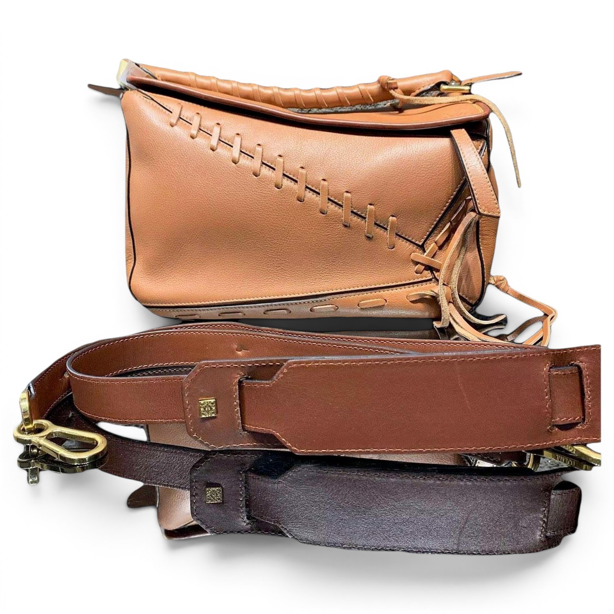 Puzzle leather handbag