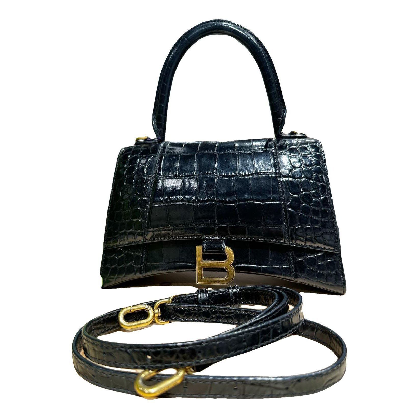 Hourglass leather handbag