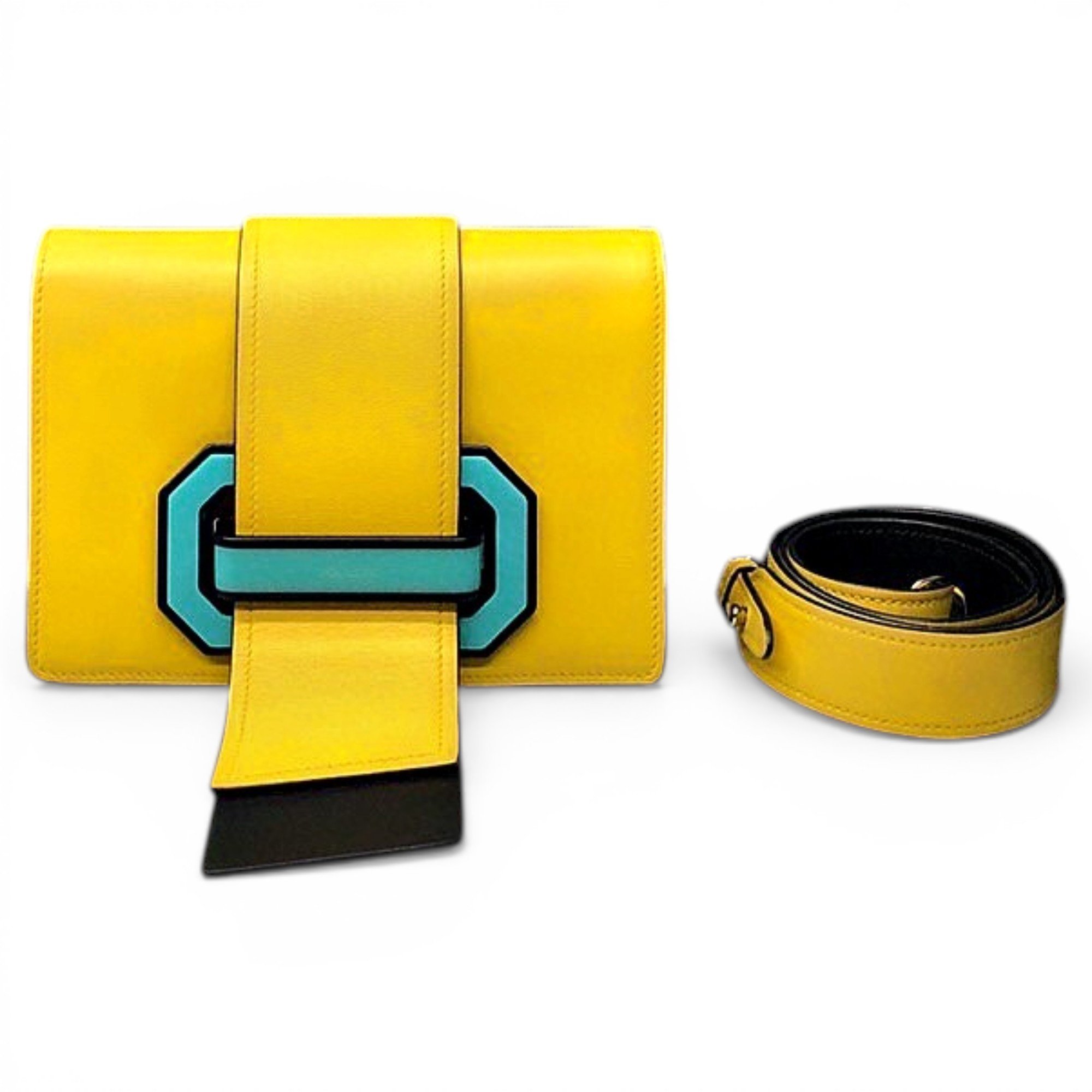 Ribbon leather crossbody bag