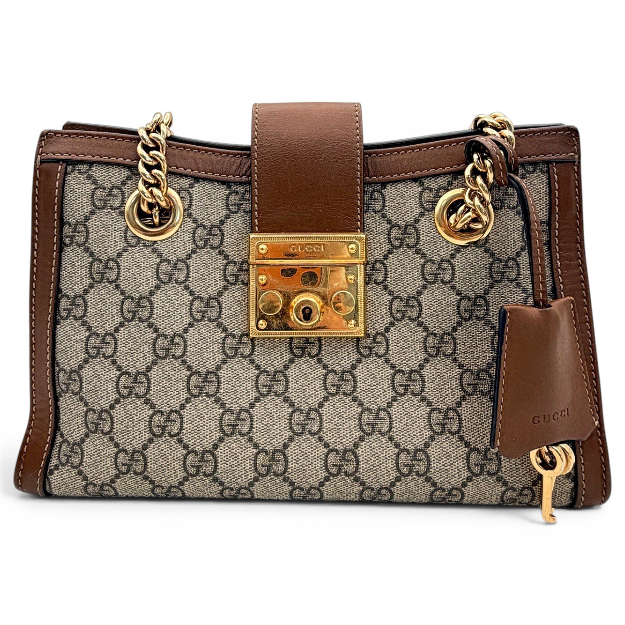Padlock leather handbag