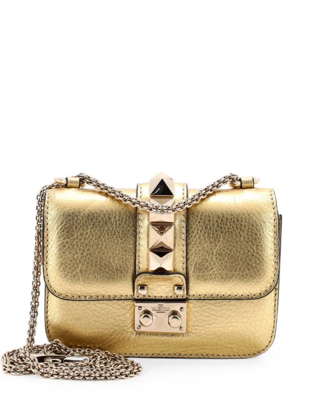 Glam Lock Shoulder Bag Leather Mini crossbody bag