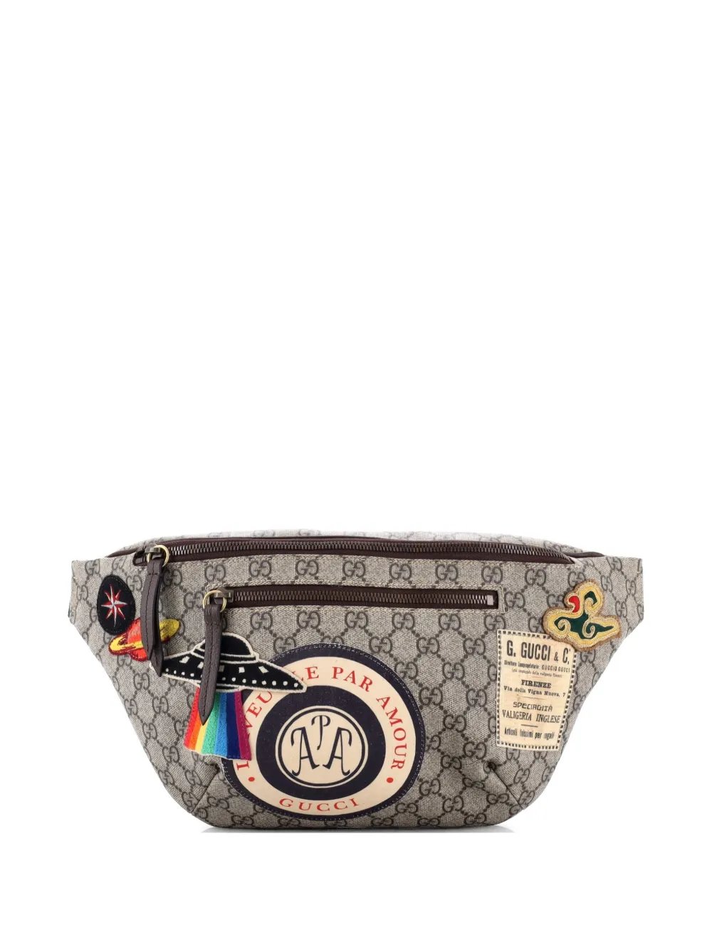 Courrier Zip GG Coated Canvas with Applique belt bag