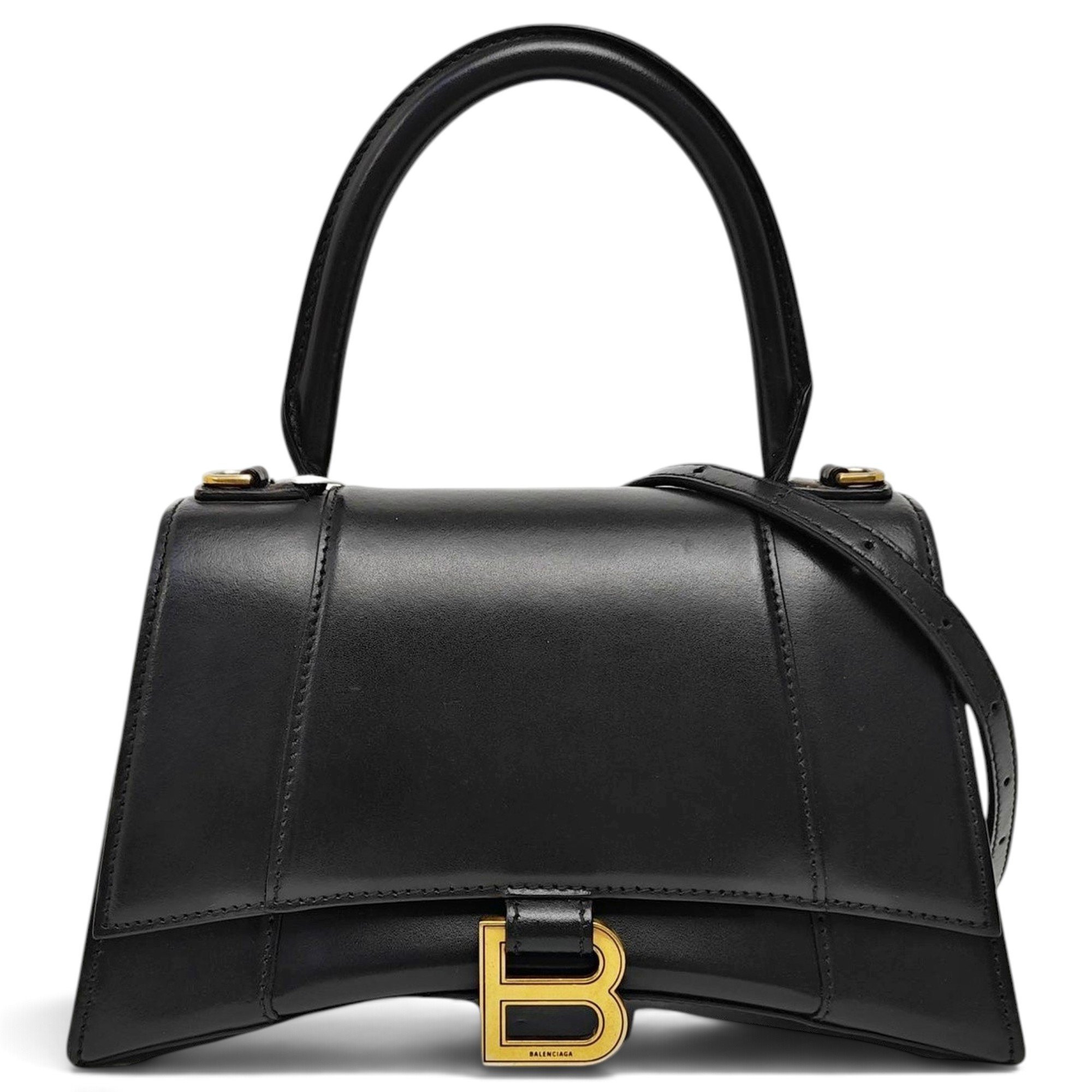 Hourglass leather handbag