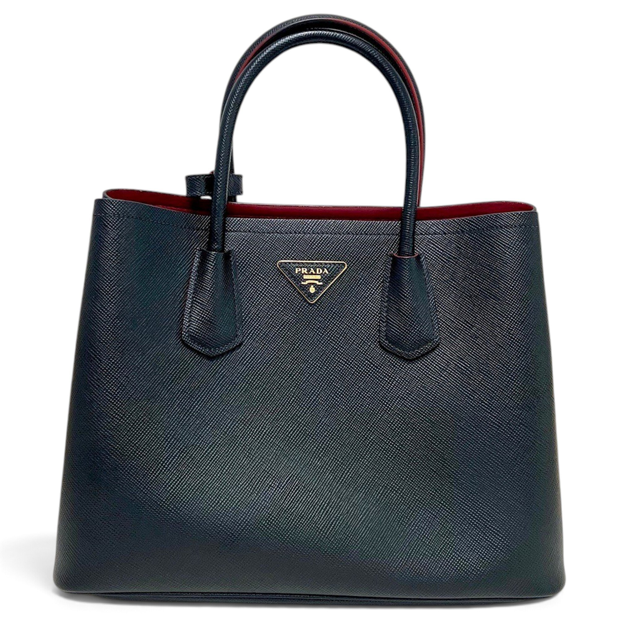 Double leather handbag