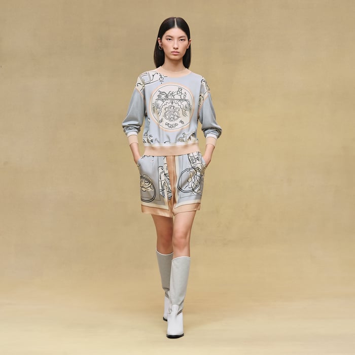 Gris Paruline "Ex-libris a Main Levee" Long-sleeve Twillaine Sweater