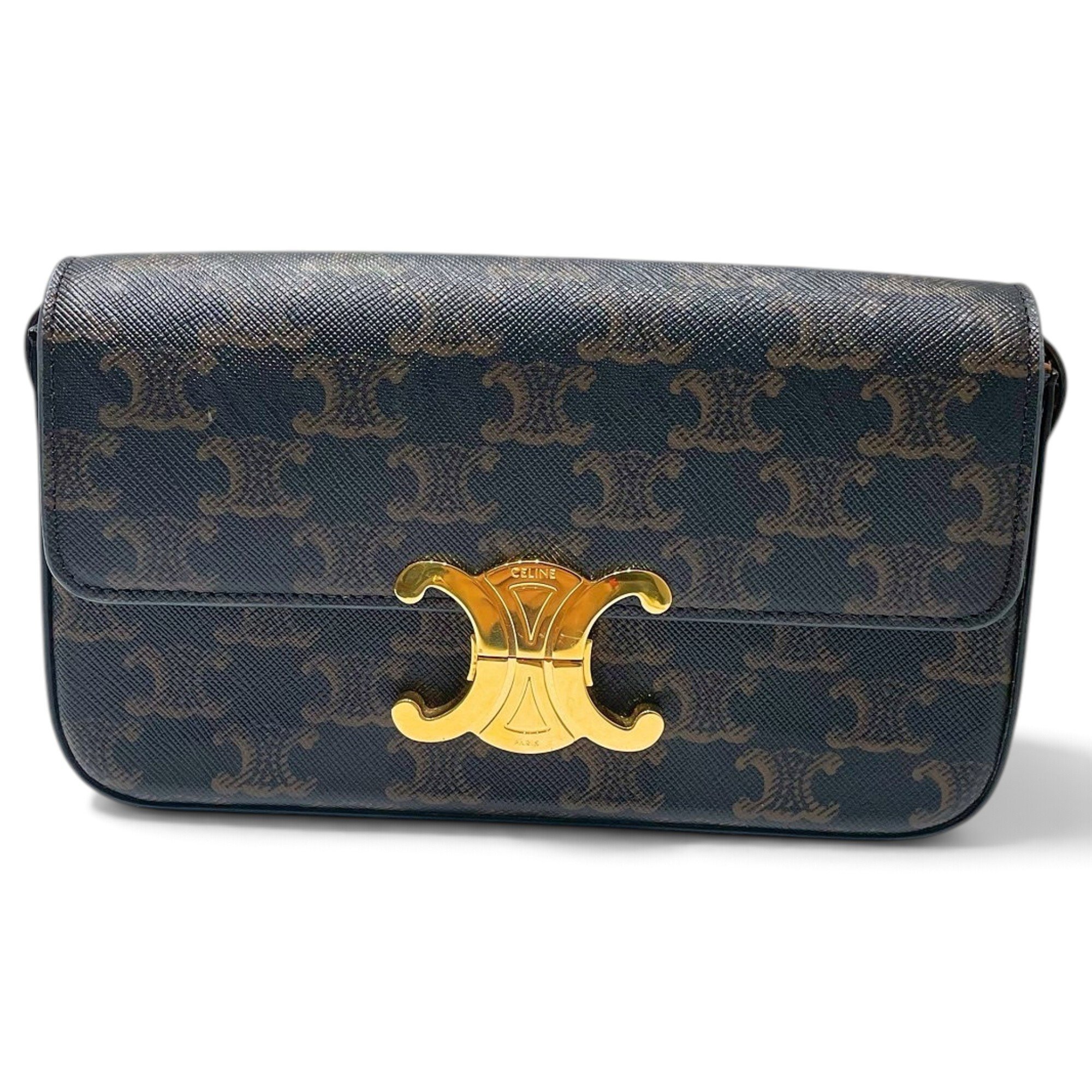 Celine Triomphe chain leather crossbody bag